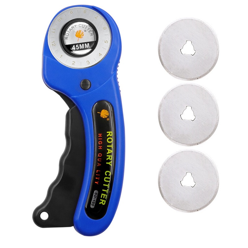 45mm Leather craft Rotary Cutter Leather Cutting Tool Leather Craft Fabric Circular Blade Knife DIY Patchwork Sewing Quilting: Suit-blue