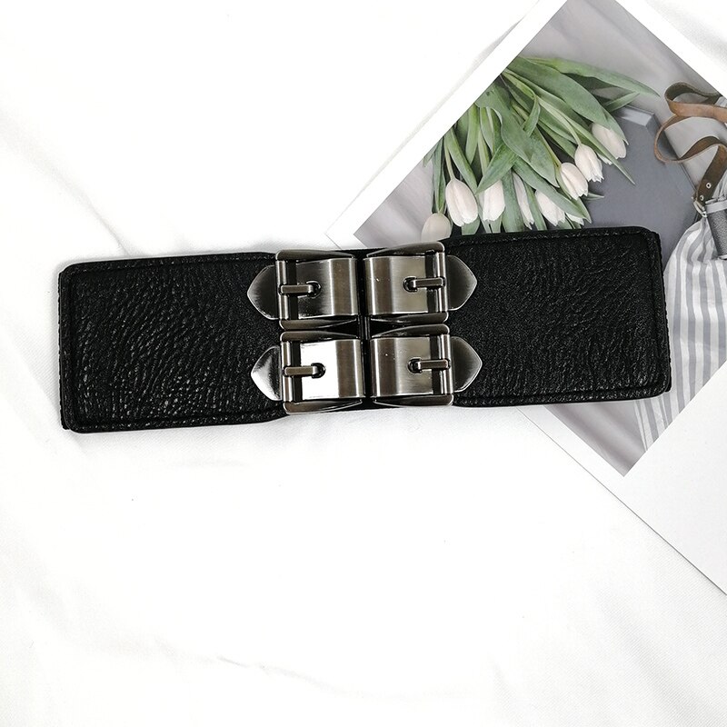 Cinturones de talla grande para mujer, faja ancha elástica, cinturón de vestir, cinturón de cintura elástica para mujer, cintos de cuero negro: black belt 1