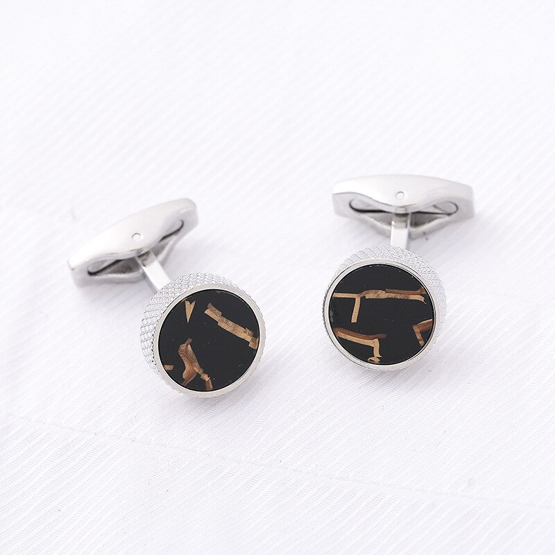 French Cufflinks Men's Business Banquet Wedding Host Suit Shirt Cuff Buttons Personality Trendy Round Enamel Cuff Links: Default Title