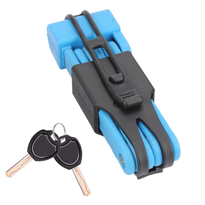 Folding Bicycle Lock MTB Road Bike Anti-theft Steel Lock Anti-hydraulic Shear Universal Cycling Lock Accessories: Blue
