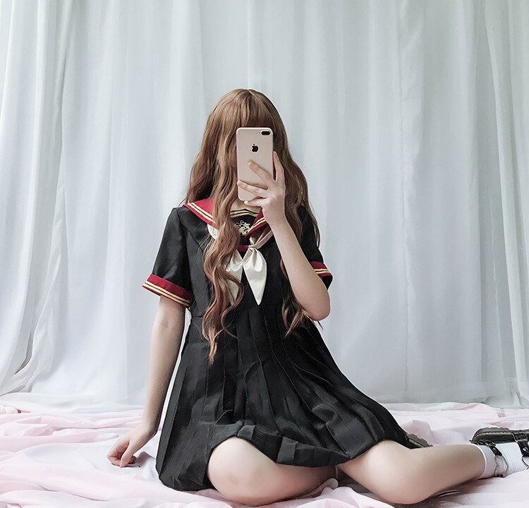 Robe lolita mignonne de style collège japonais, uniforme jk, broderie, col marine, robe victorienne, tenue gothique lolita op kawaii pour filles