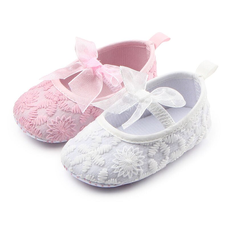 Cute Bows Baby Girl Shoes Lace Flower Soft Sole Newborn Baby First Walkers Shoes Girls Infant Toddler Crib Shoes Booties