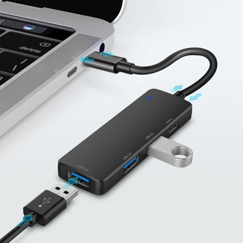 4 Port Usb C Hub Type C Naar Usb 2.0 Hub Usb C Poort Opladen Ultra Slim Portable Usb C splitter Voor Pc Laptop Pro