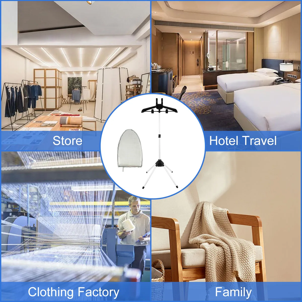 Iron Steam Stand Set with Hand-held Ironing Board Heavy-Duty Handheld Garment Steamer Rack Adjustable Standing Ironing