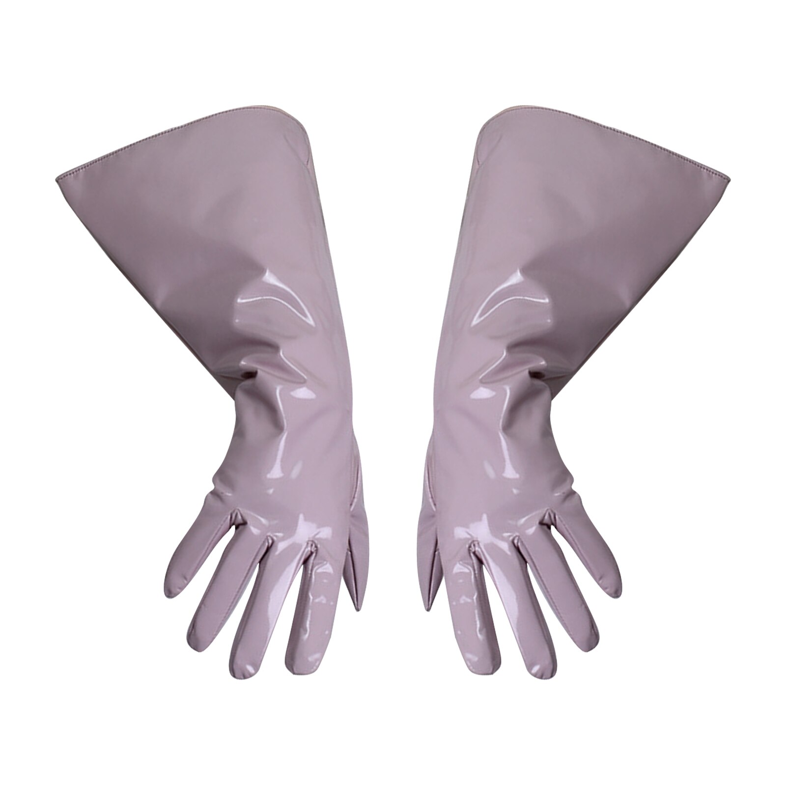 Steampunk Wide Cuffs Gloves Men Women Glossy Patent Leather Glove Cyberpunk Costume Accessories Latex Leather Wide Glove: Dusty Pink