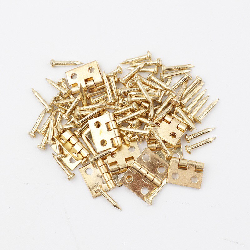 Mini bisagra de Metal para manualidades, caja pequeña de cobre puro, bisagras plegables a tope para manualidades, joyería con de puerta, suministros de cajas, 8x10mm, 10 Uds.