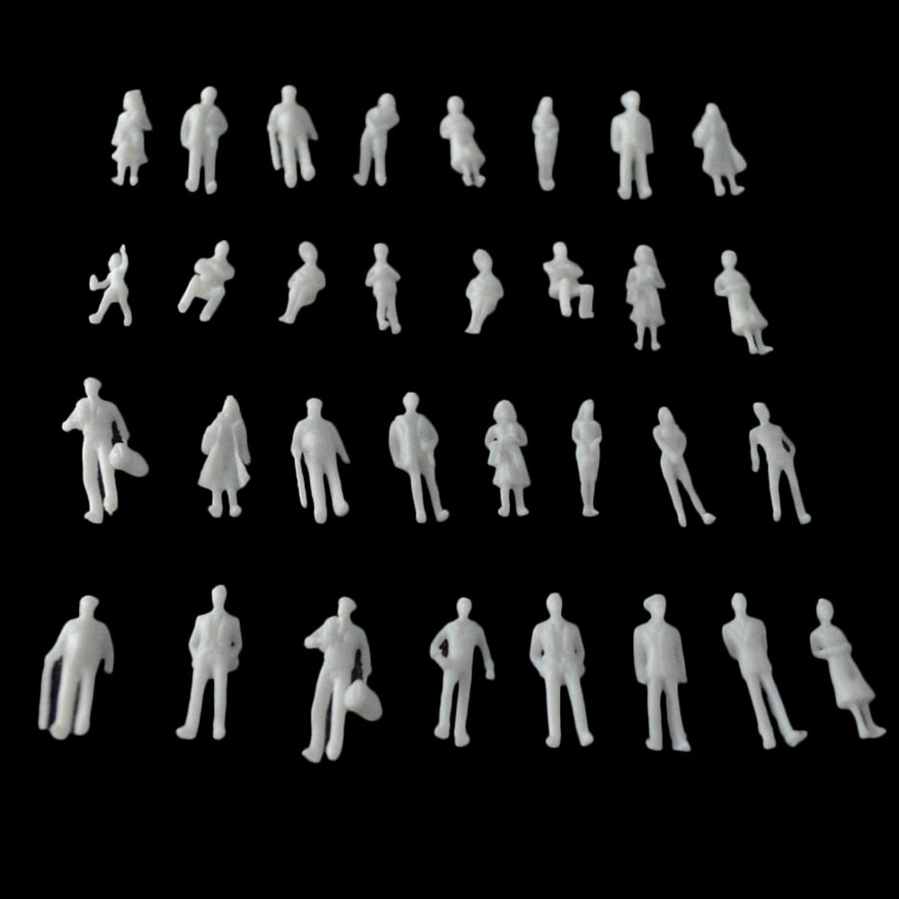 1;100 MIXED 100pcs miniature white figures Architectural model human scale HO model ABS plastic peoples 2.0cm