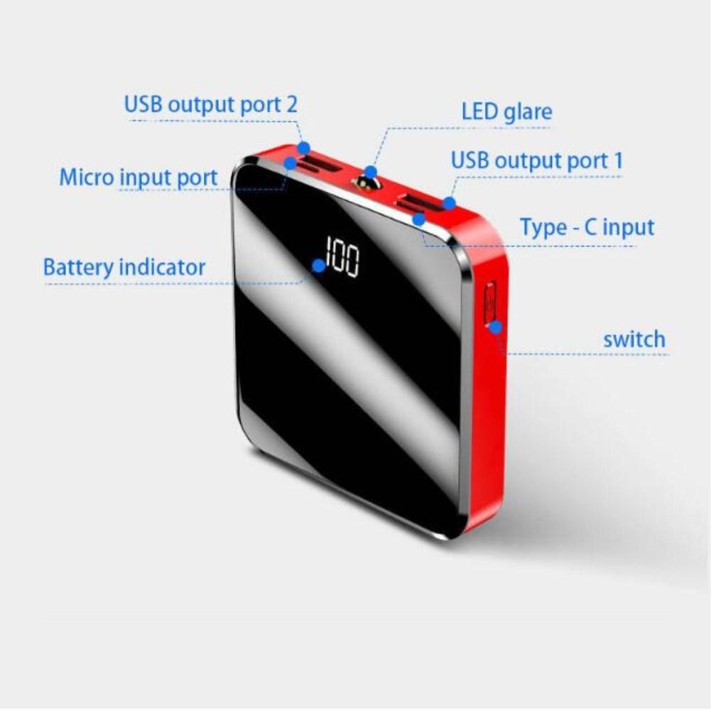Power Bank 20000mah Large Capacity Portable Thin Digital Battery Charger Mobile Power With Digital Electric Quantity Display
