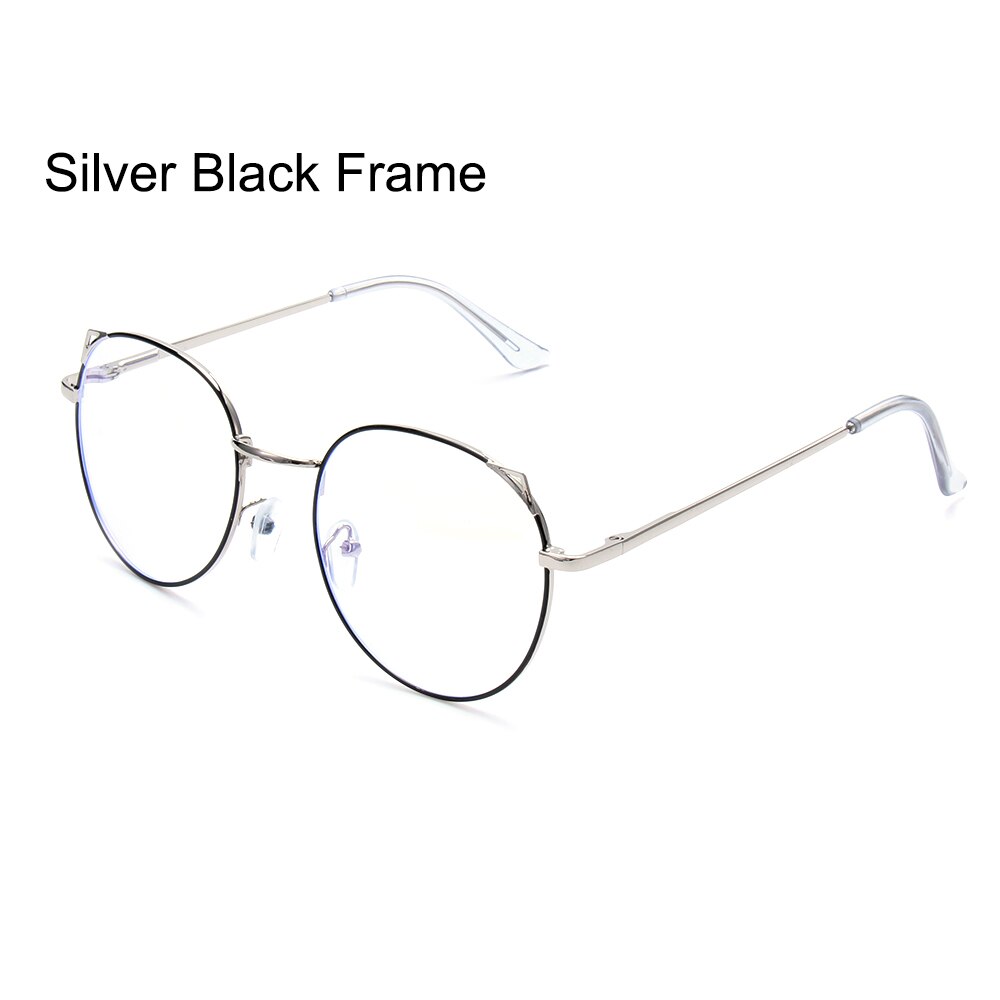 Uv400 computerbrillen anti-blauw licht gamingbrillen retro ronde cirkel metalen brilmontuur kan worden uitgerust met andere brillen: Zilverzwart frame