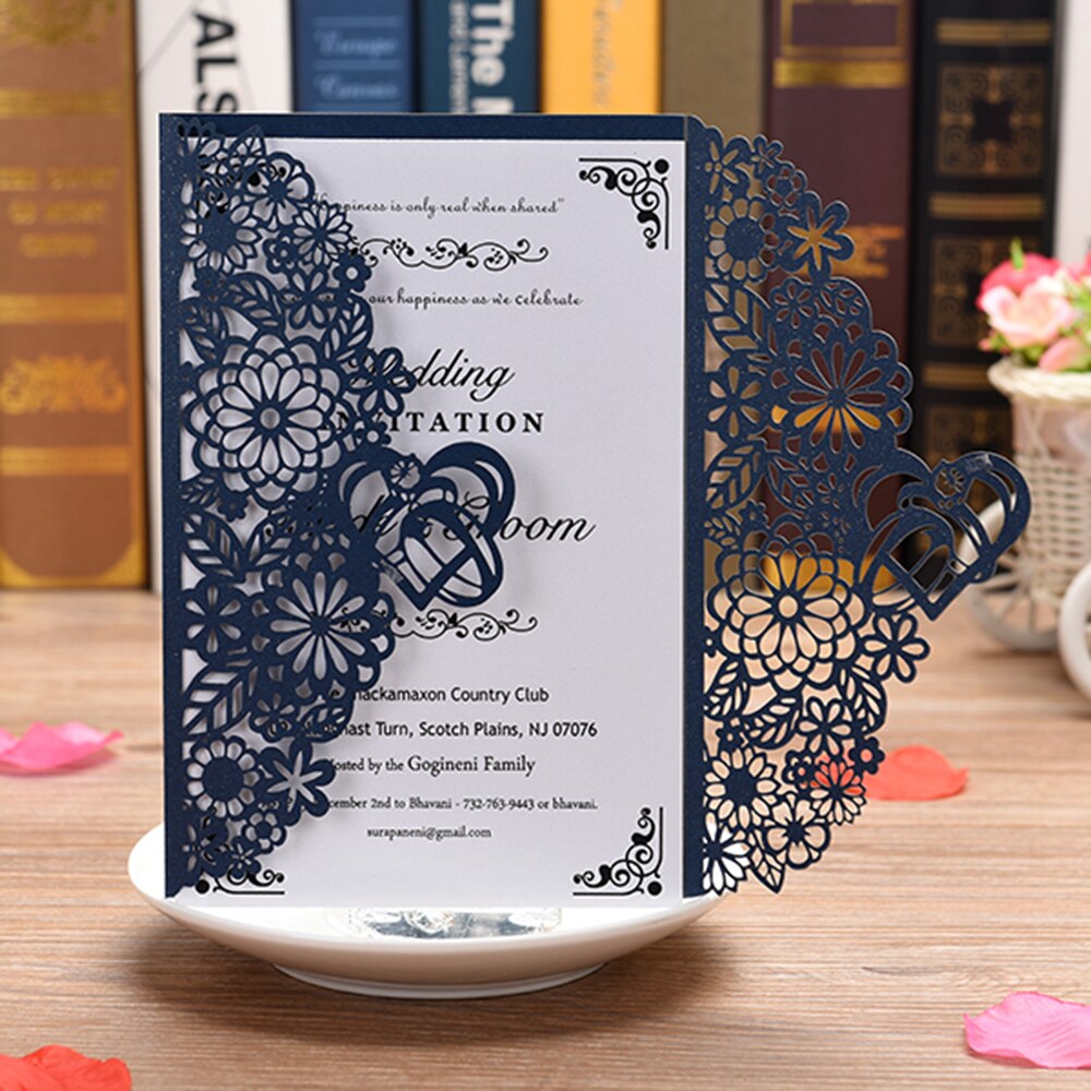 Pearl Paper Floral Wedding Cards with Blank Inner Sheet 10PCS Invitations Cards For Wedding Birthday Wedding Invitations Cards