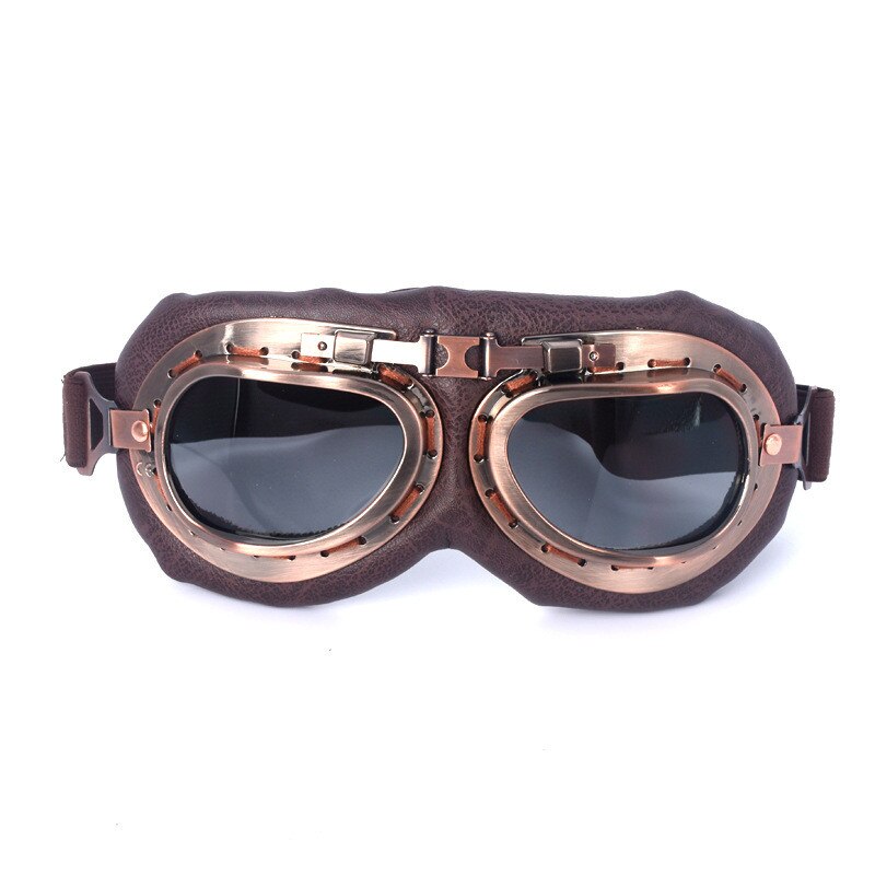 Retro Motorcycle Goggles Classic Brown Motorbike Glasses Cycling Glasses Sports Dustproof Eye Protection Leather Helmet Glasses: I