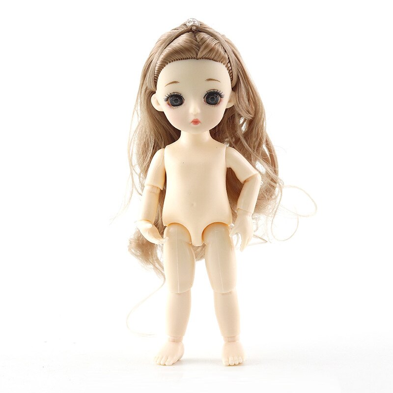 16cm mobile Joint poupée jouet 3D grands yeux longue poupée femme corps Muscle poupée Joint poupée: 16