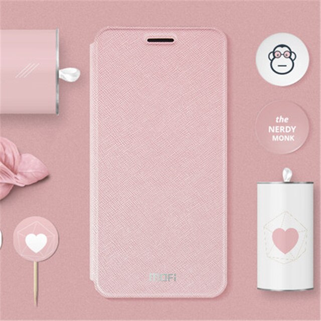 Mofi cover voor xiaomi  mi 5 hoesje 5c hoesje voor xiaomi 5c telefoonhoesje, siliconen leren hoesje voor xiaomi 5 telefoonhoesje, hoesje: Voor xiaomi 5c / Roségoud / Met gehard glas