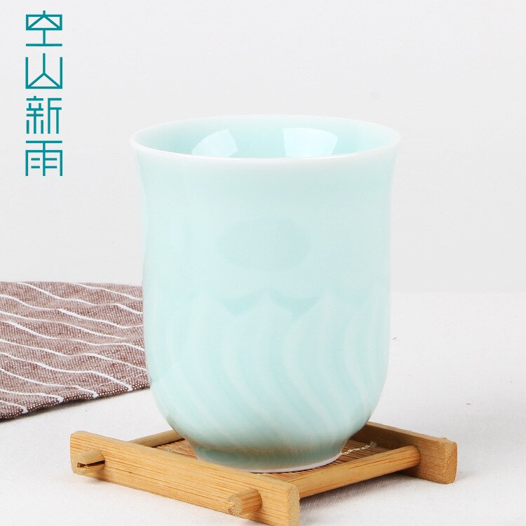 180ml Wykonany ręcznie ceramiczne filiżanki robić herbaty gospodarstwa domowego herbata Kung Fu kubek chińnarty Longquan seledyn kubki na herbatę bez uchwytu porcelanowa filiżanka: Zielone światło