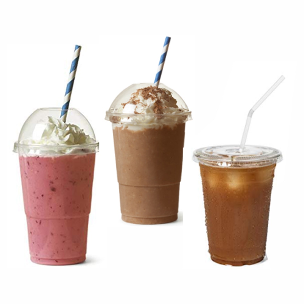 Tasses à Smoothie jetables, couvercles en plastique, verres à Milkshake, tasse de fête en verre, tasse à thé à bulles, gobelets en plastique avec couvercles, tasses à dessert