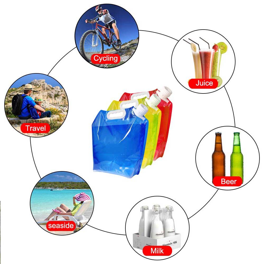 Folding Water Tank Container 5L Collapsible Water Container Car Water Carrier Folding Water Bag for Outdoor Camping Hiking