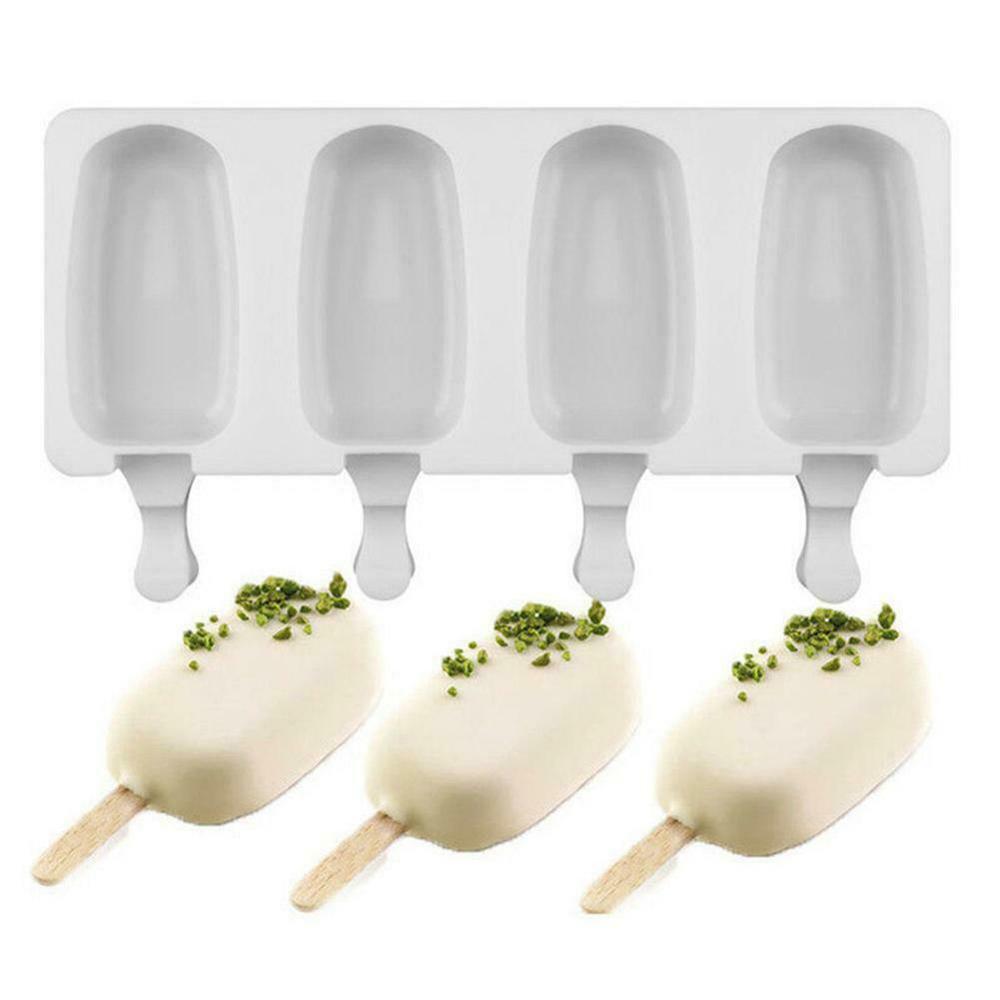 Moldes de silicona para helados de 4 celdas, moldes de cubitos de hielo para hacer polos, para congelador casero, DIY