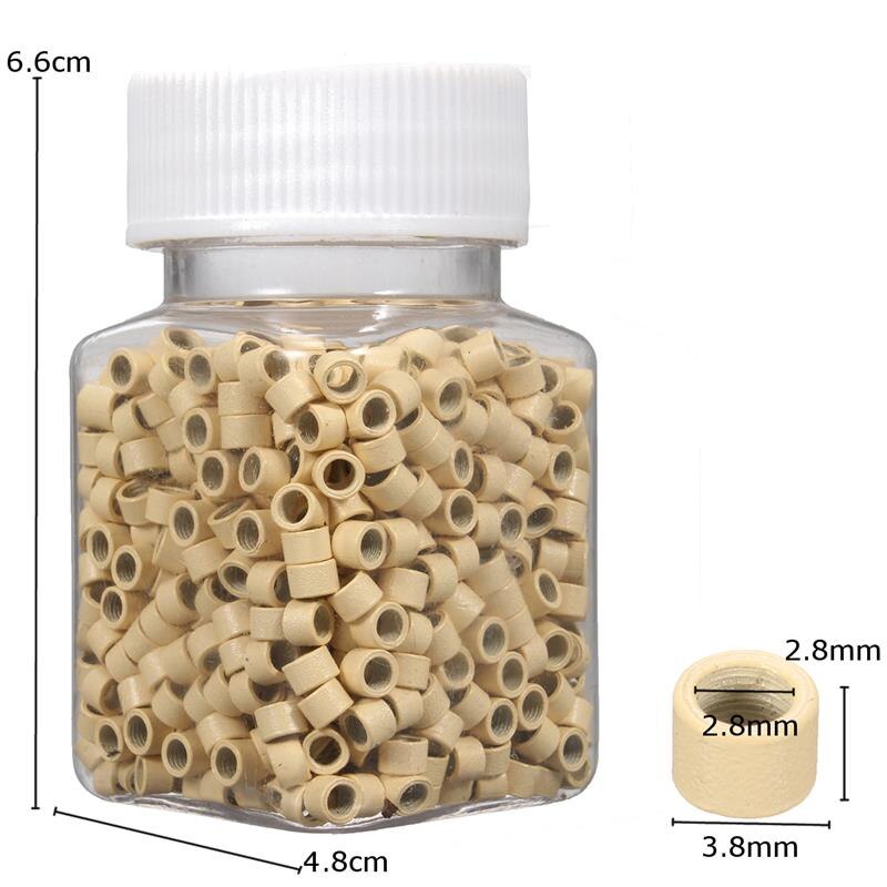 500 Stck 5,0mm * 3,0mm Microring con Vite Silikon Mikro Ringe/perlen Für Haar Erweiterungen 5 Farben Optional Haar Erweiterungen Werkzeuge