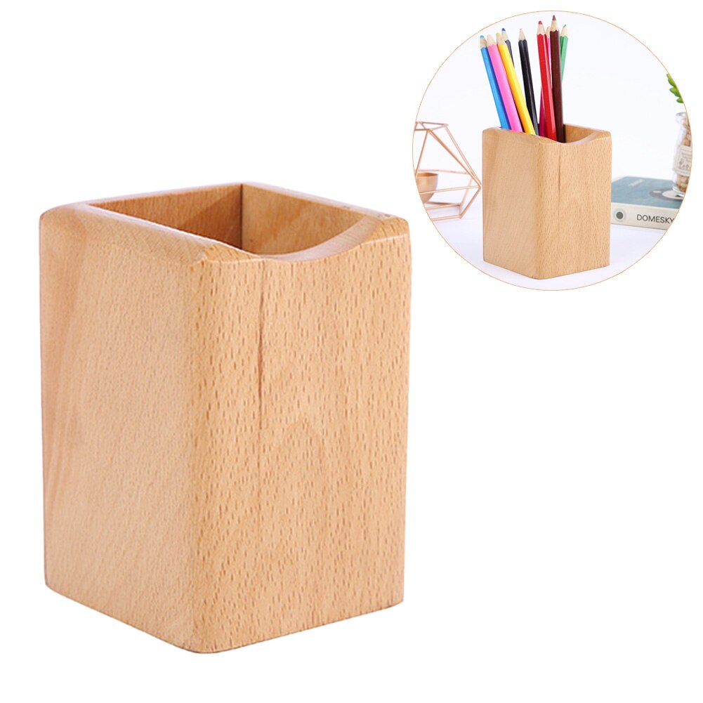 Multi-function Wooden Pen Holder Desk Organizer Makeup Brushes Tools Cup Holder office School Desktop Storage Case Box