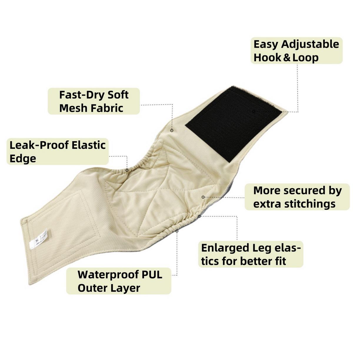 Couche-culotte lavable pour chien, 4 pièces, pantalon physiologique réutilisable pour animaux de compagnie, couche-culotte en tissu, bande ventrale, anti-fuite, pour l'entraînement