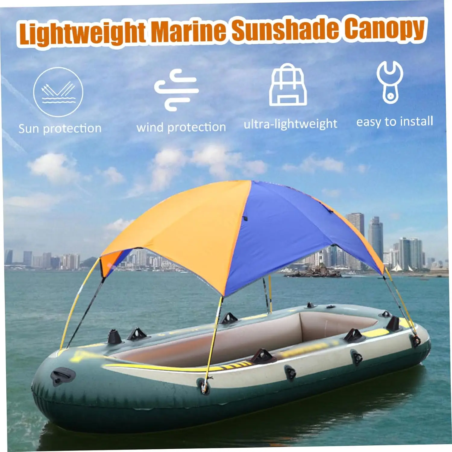 Universelles Bootsüberdachung mit UV-Schutz, tragbares Angeln, Zelt, Sonne, Regenschutz für Gummi, Beiboot, Wassersport