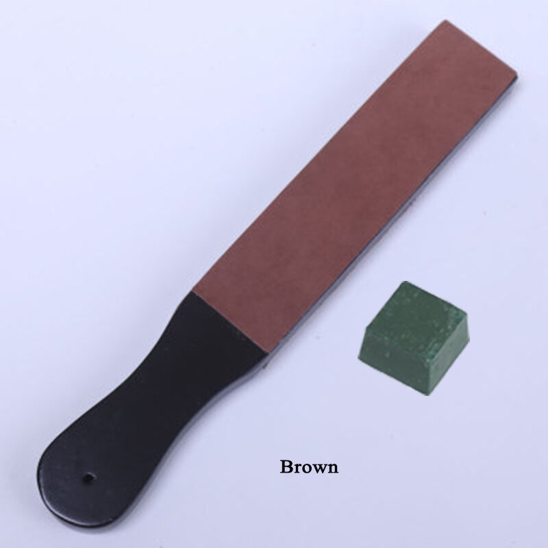 Wuta tre dobbel side lær kniv slipe stropp verktøy barberhøvel poleringsbrett med poleringsblanding og lær 7 farger tilgjengelig: Brun