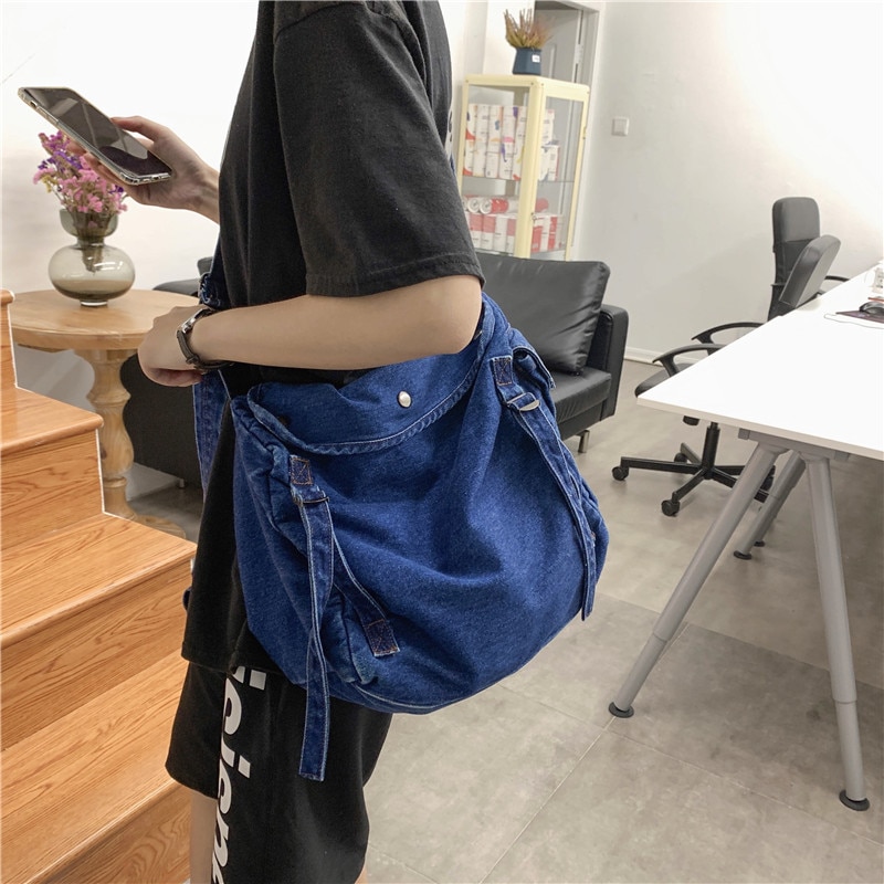 Big Capacity Solid Color Canvas Bag Female Messenger Bag For Women Shoulder Bag Crossbody Bag Sac A Main
