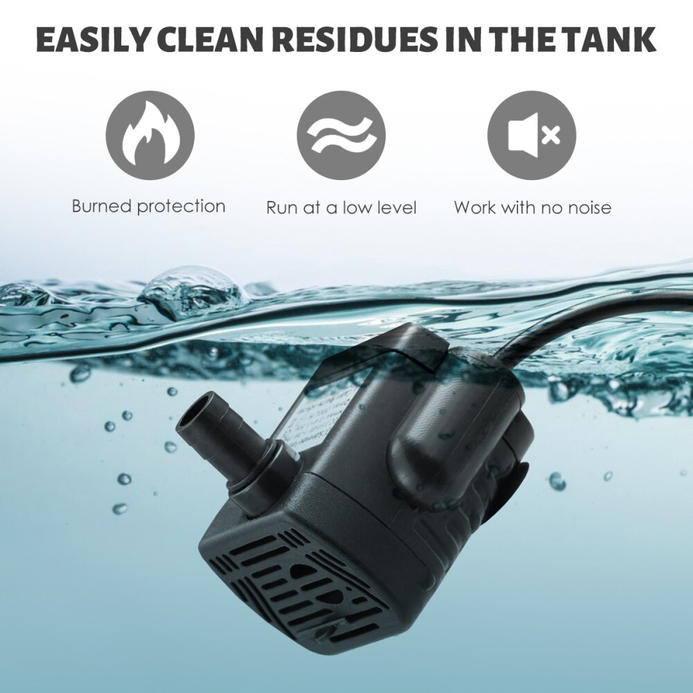 Ueetek USB-1020 Dc 3.5V -9V 3W Usb Borstelloze Dompelpomp Aquarium Fontein Vijver Pomp (zwart)