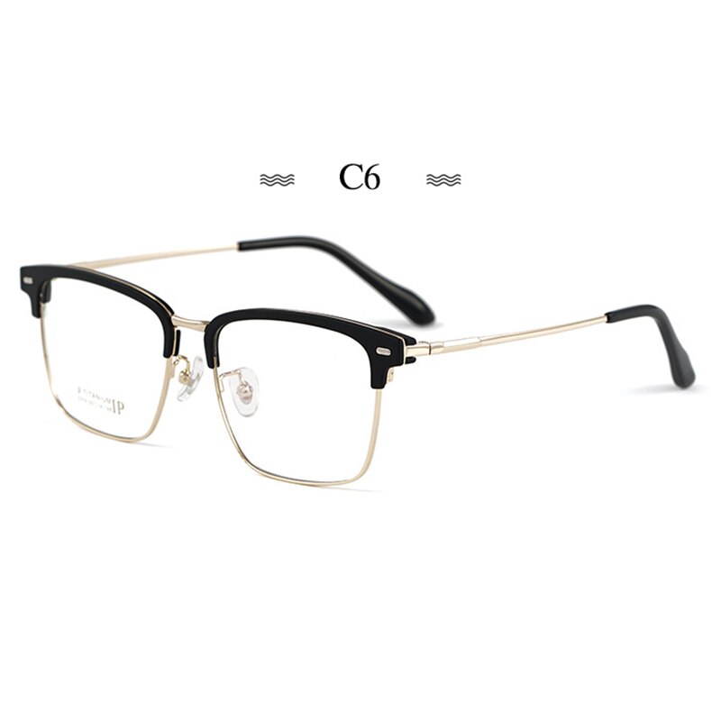Montura de gafas de titanio puro para hombre, gafas graduadas de , a la , estilo de negocios, 2319BJ: C6