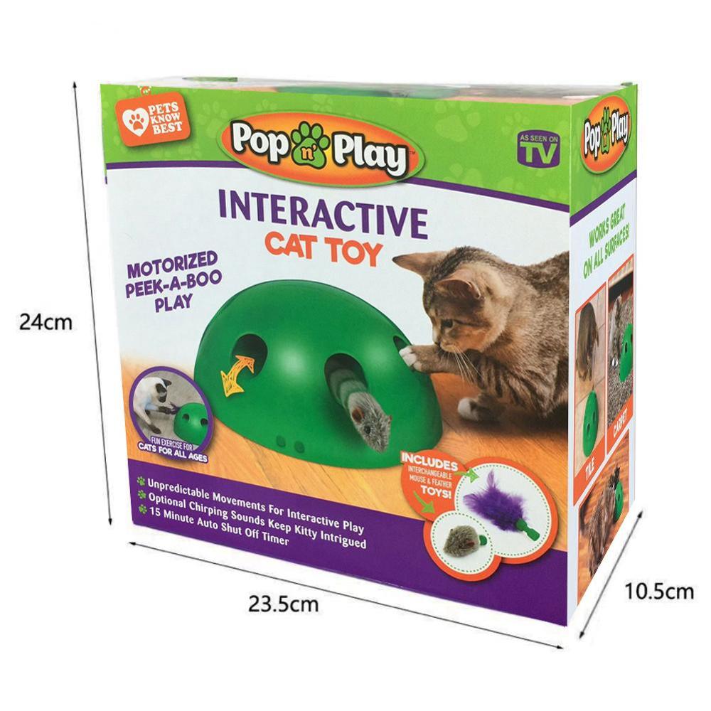 Pop play kat legetøj sjov kat interaktivt legetøj ved ridseanordning til kat skærpe klo pop play kat træning legetøj kæledyrsforsyninger: Med kasse