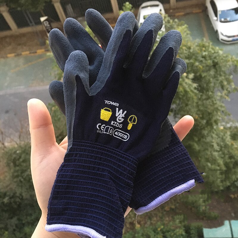 Children&#39;s Gloves Anti-Cutting Gloves Gardening Labor Weeding and Puncture-Proof Latex Garden Gloves One Pair Hands Protection: darkblue 3-5