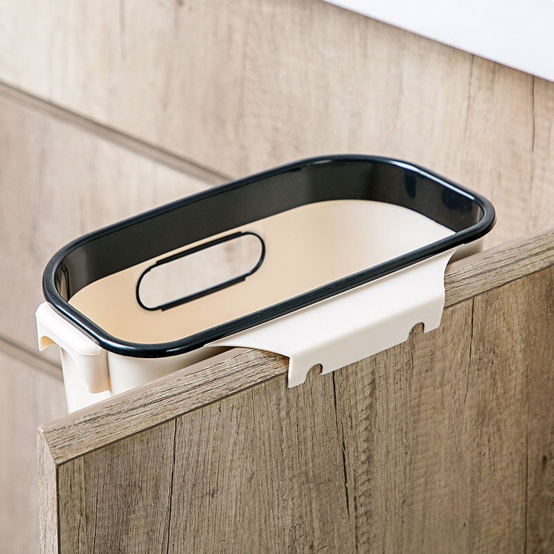 Cubo de basura de pared para cocina, colgador para puerta de armario pequeño para el hogar, papelera de plástico para Baño
