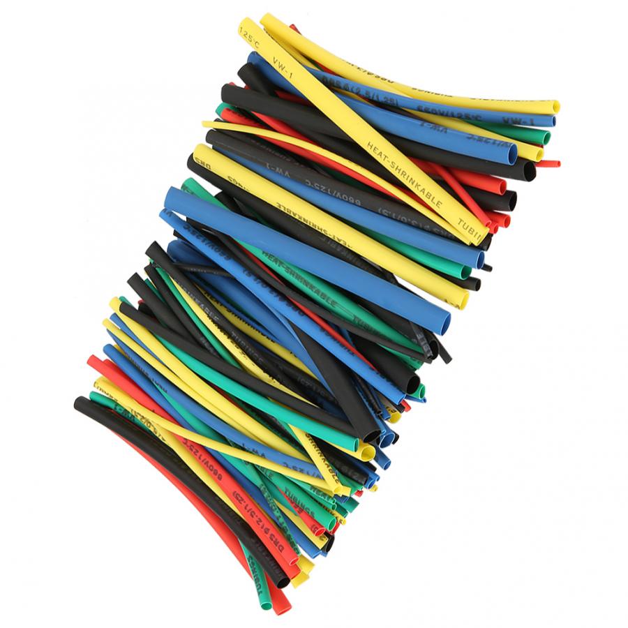 Cable de Tubo termorretráctil, manguito termorretráctil para aislamiento de cables, 5 tamaños, 5 colores, 100mm, 100 Uds.
