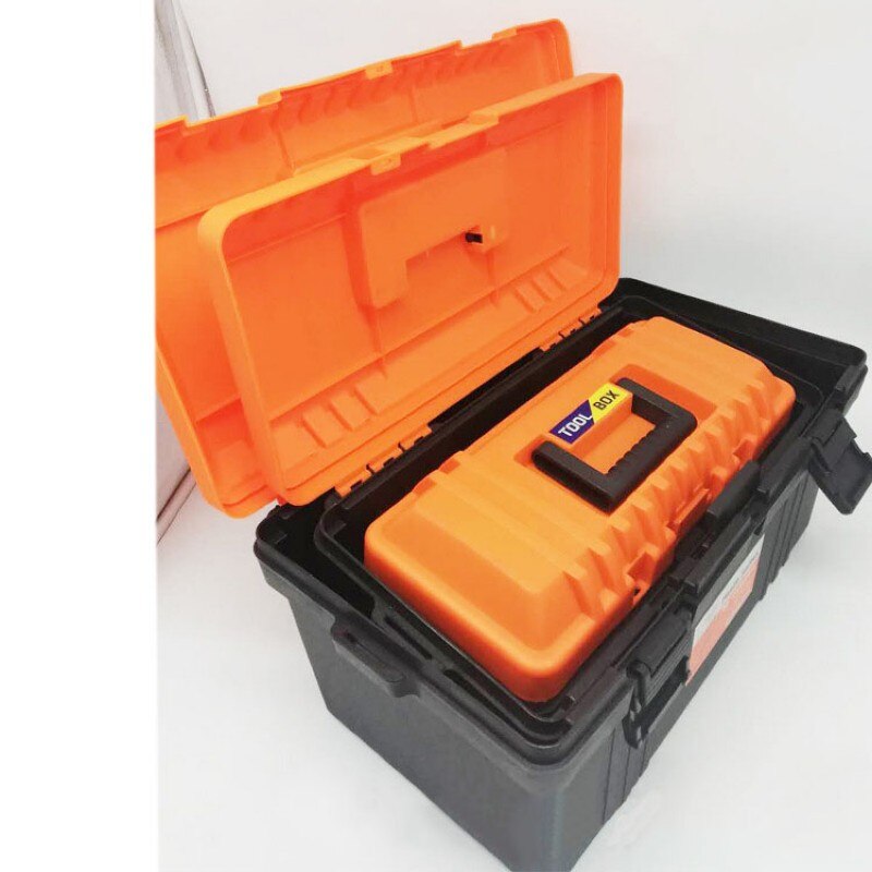 1 Pcs Verdikking Plastic Hardware Toolbox Thuis Reparatie Multi-Functie Auto Opbergdoos Art Box Met Schouderband