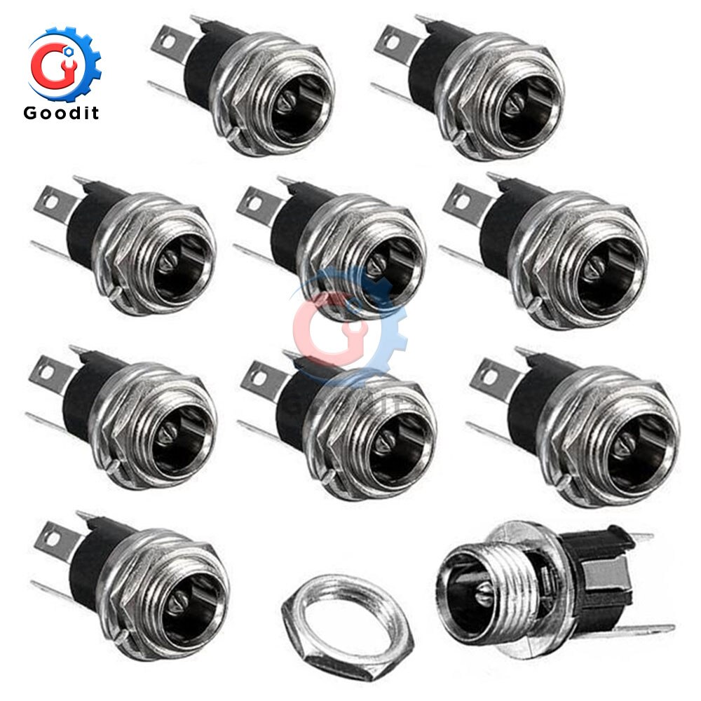 10PCS DC Power Connector pin 2.1x5.5mm Vrouw Plug Jack + Stekker Jack Socket Adapter PCB mount DIY Adapter Connector 2.1X5.5: Female Jack 10 type2