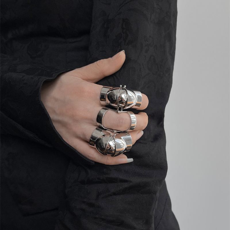 Anillos de armadura Punk Rock gótico Scroll Joint Armor Knuckle Knight, anillos de dedo de Metal multicapa, joyería de Cosplay
