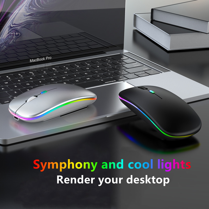 Wireless Mouse Rechargeable Bluetooth Mouse Wireless Computer Silent Mause LED Backlit RGB Ergonomic Gaming Mouse For PC ipad