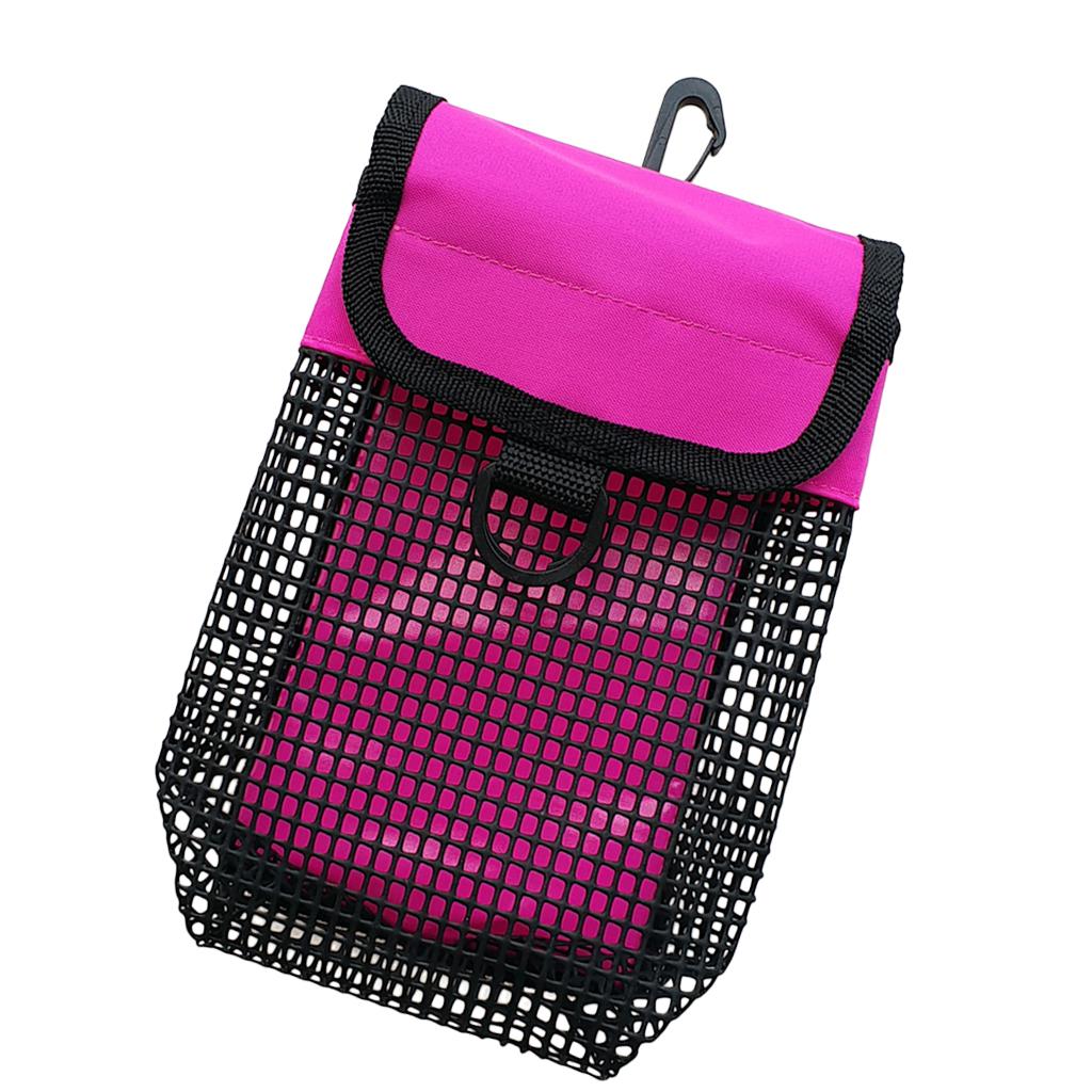 Draagbare Duiken Reel &amp; Smb Veiligheid Marker Boei Carrier Mesh Bag &amp; Clip: Rosy