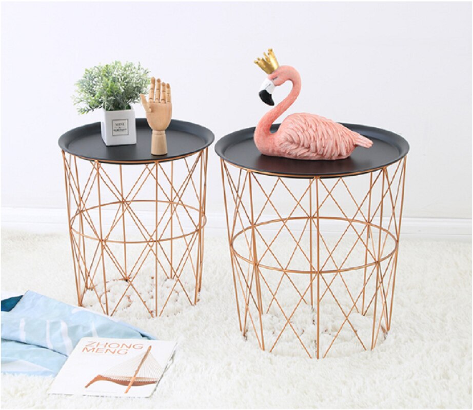 Metal Coffee Table Living Room Sofa Side Table Storage Basket Tea Table Desk Console Table Minimalist Furniture Tv Tray