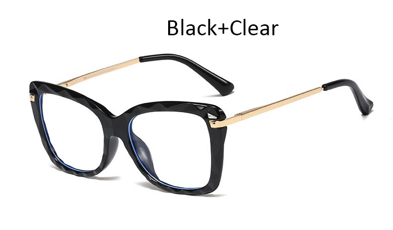 Anti Blauw Licht Bril Transparante Vierkante Optische Computer Bril Vrouwen Blauw Licht Big Frame Clear Cat Eye Vrouwen 'S: Black Clear