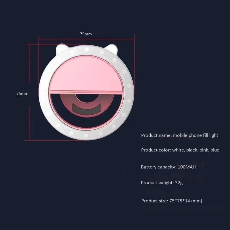 LED Cat Ear Selfie Ring Light Mobile Phone Flash Lens Beauty Fill Light Lamp Portable Clip for Photo Camera