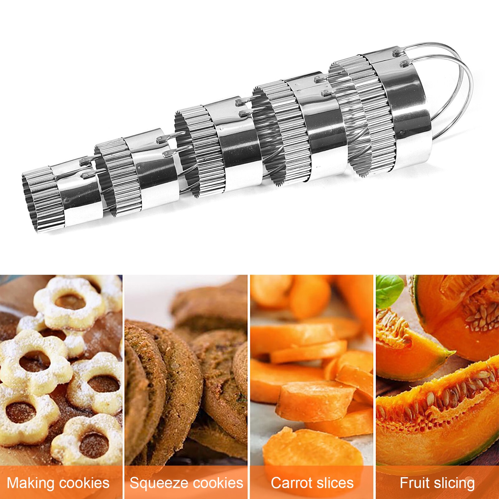 5 Pcs Biscuit Cutter Set Stainless Steel Cake Embossed Molds Cookies Cutter Molds Baking Tools Pastry and Baker Accessories
