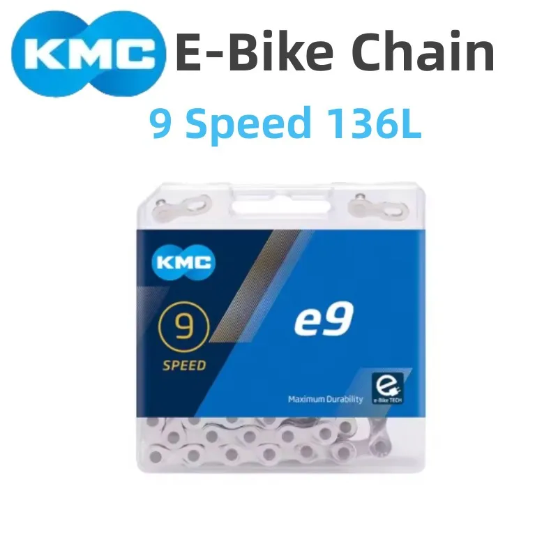KMC e-bike E8 E9 E10 E11 E12 chaîne 8v 9v 10v 11v 12v vitesse 136 maillons antirouille vélo de Sport électrique chaînes de vélo électrique boîte d'origine: WHITE