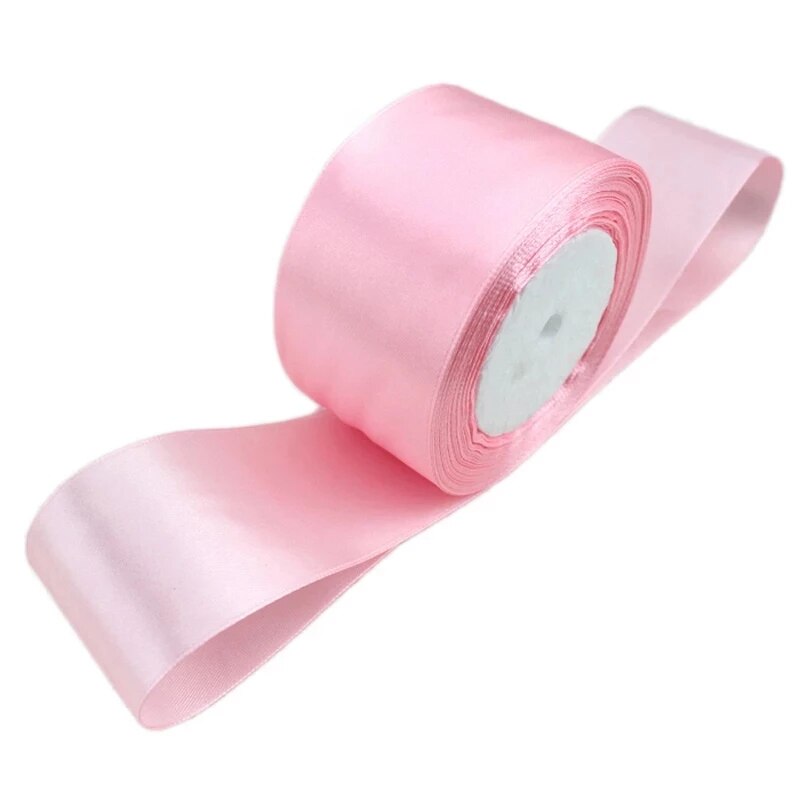 25 Yards/Roll Roze Single Gezicht Satijnen Lint Cadeaupapier Kerstmis Handgemaakte Diy Linten