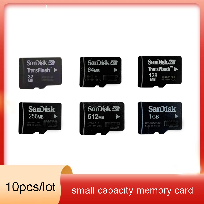 10pcs/lot Sandisk 32MB 64MB 128MB 256MB 512MB 1GB 2GB small capacity memory card suitable for mobile phones and MP3 card speaker