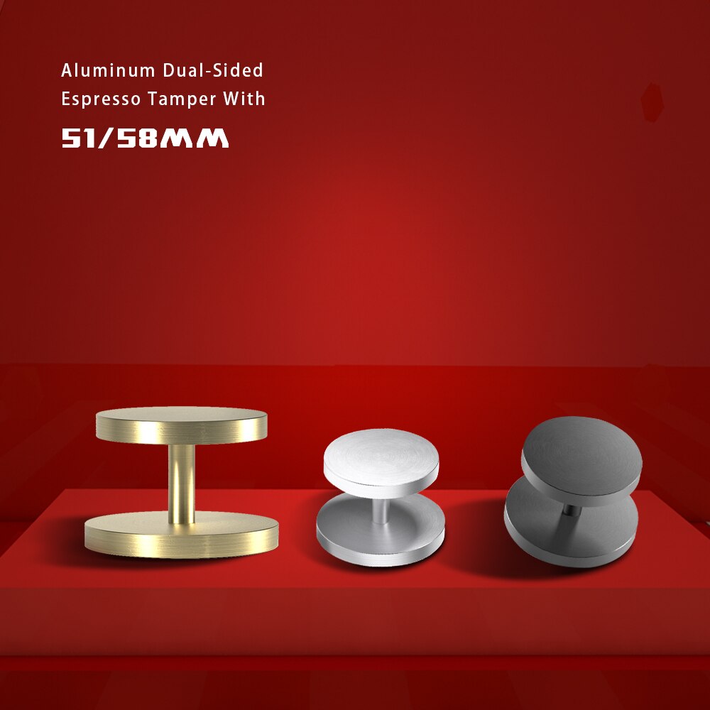 51/58mm Double Flat Base Coffee Tamper Heave Aluminum Mirror-Polished Coffee Bean Power Press Barista Espresso Coffee Maker Tool