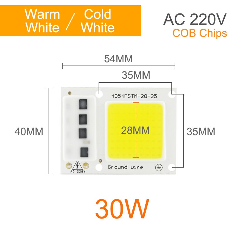 Kaguyahime LED COB Chip 220V 20W 30W 50W 100W DIY Integrated Chip Rectangular Lamp No Need Driver For Spotlight Floodlight Bulb: COB 30W / Warm White