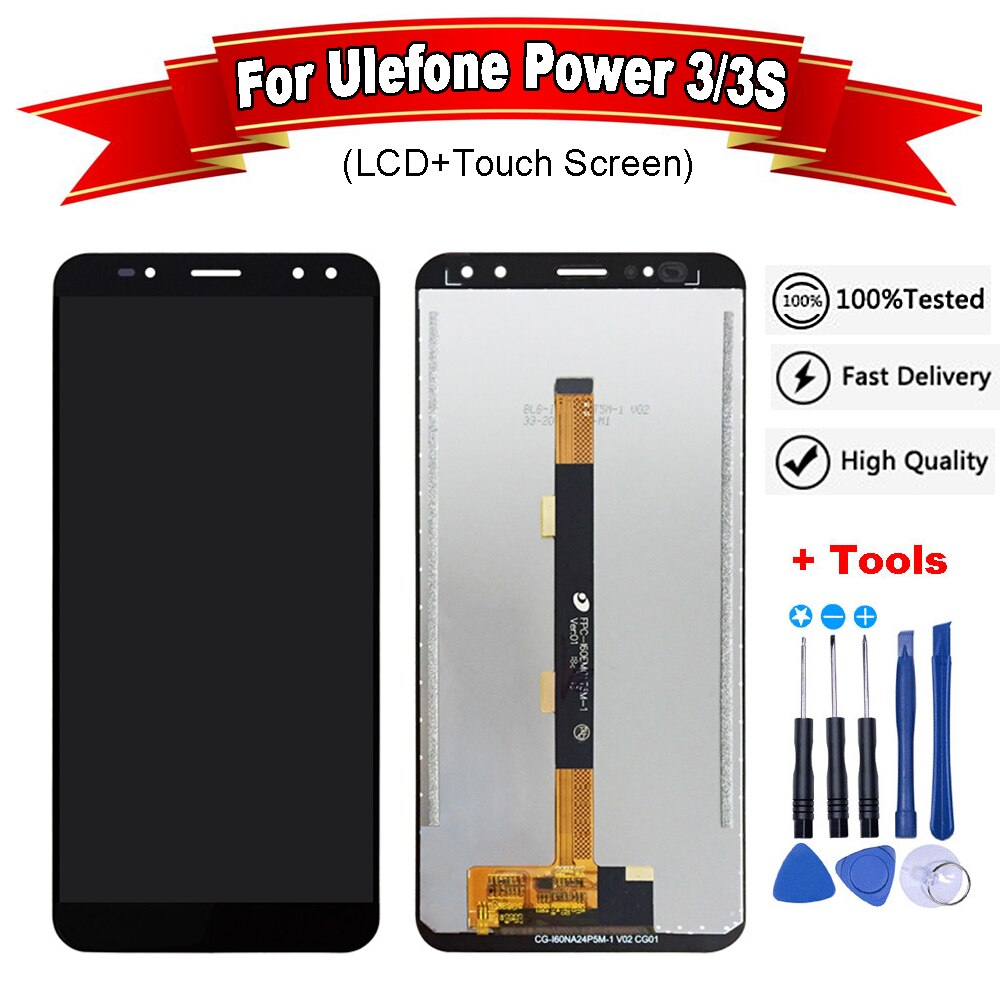 6.0 "pollici Per Ulefone di Alimentazione 3 Display LCD + Touch Digitizer Assemblea di Schermo di Ricambio Per Ulefone di Alimentazione 3 S display + strumenti Gratuiti