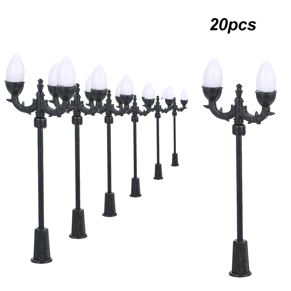 20 stücke Weiß Modell Straße Lichter Kit Layout Laternenpfahl Zug Garten Spielplatz Landschaft Led Lampe Beleuchtung 1:100 skala 70mm DIY Spielzeug