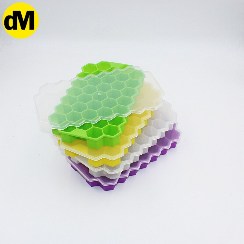 DM 1pcs Multicolored Ice Tray Ice Mould Silicone PP TPE Flexible Excellent Summer Kitchen Using: plastic cover